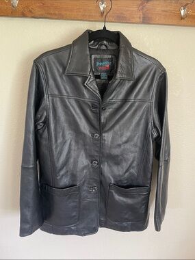 Vintage Pacific Rose Women's Black Leather Button Jacket S Coat Butter Soft Boho